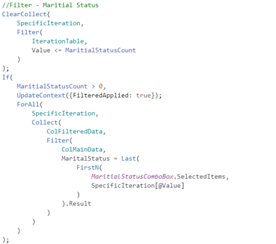 Multiple optional filter for powerapps data table