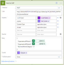 Power Automate - Send Data to SAP Hana S4